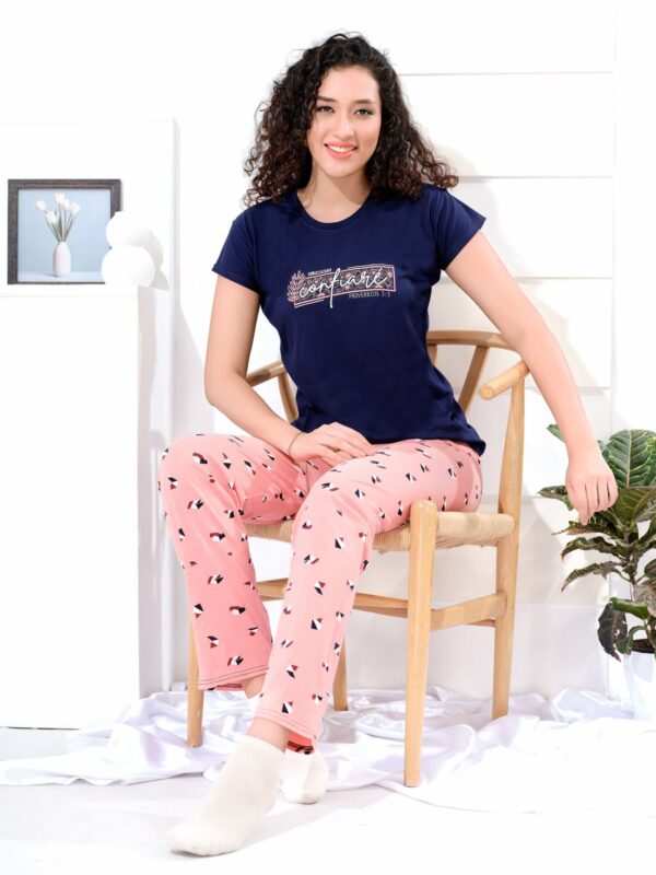 Women’s Full Night Suit in Shinker Fabric | Comfortable Sleepwear Set | Sizes S, M, L, XL, XXL - Image 2