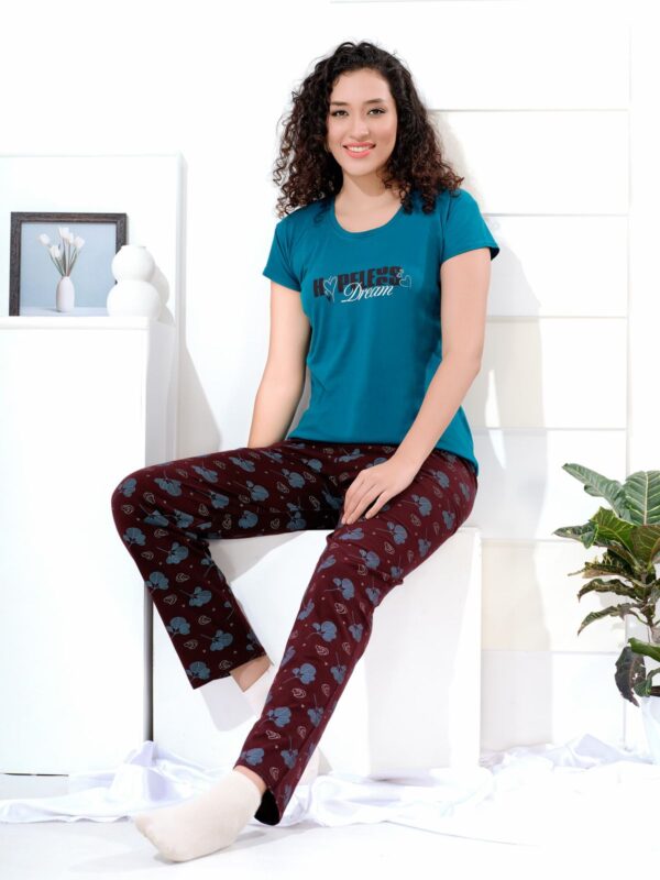 Women’s Full Night Suit in Shinker Fabric | Comfortable Sleepwear Set | Sizes S, M, L, XL, XXL