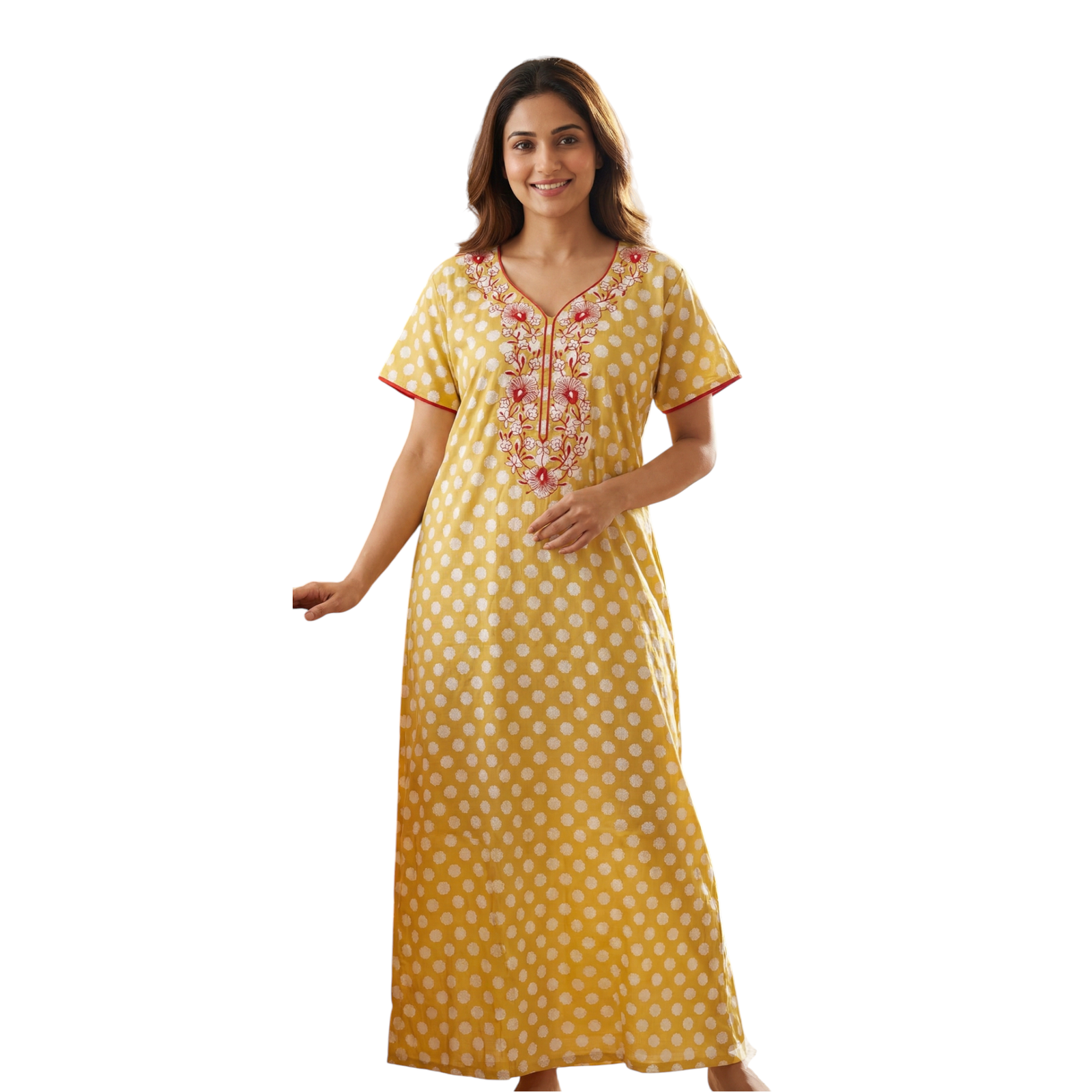 Satyam Nighties Women’s A-Line Cotton Nighty | Regular Size Night Dress | Soft & Breathable Sleepwear | Comfortable Length 55 Inch