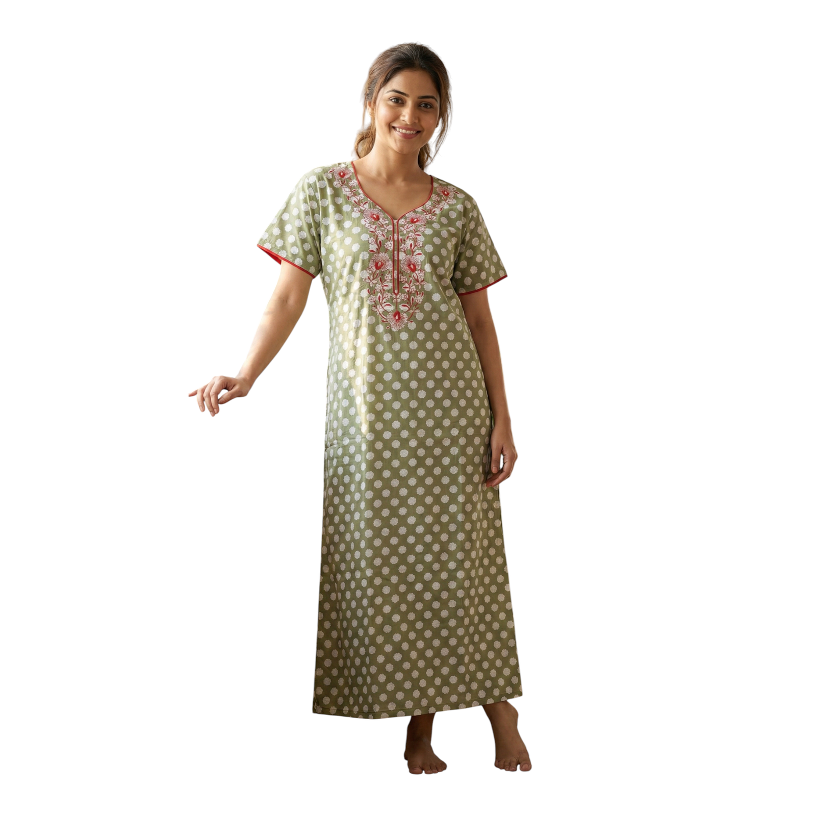 Satyam Nighties Women’s A-Line Cotton Nighty | Regular Size Night Dress | Soft & Breathable Sleepwear | Comfortable Length 55 Inch