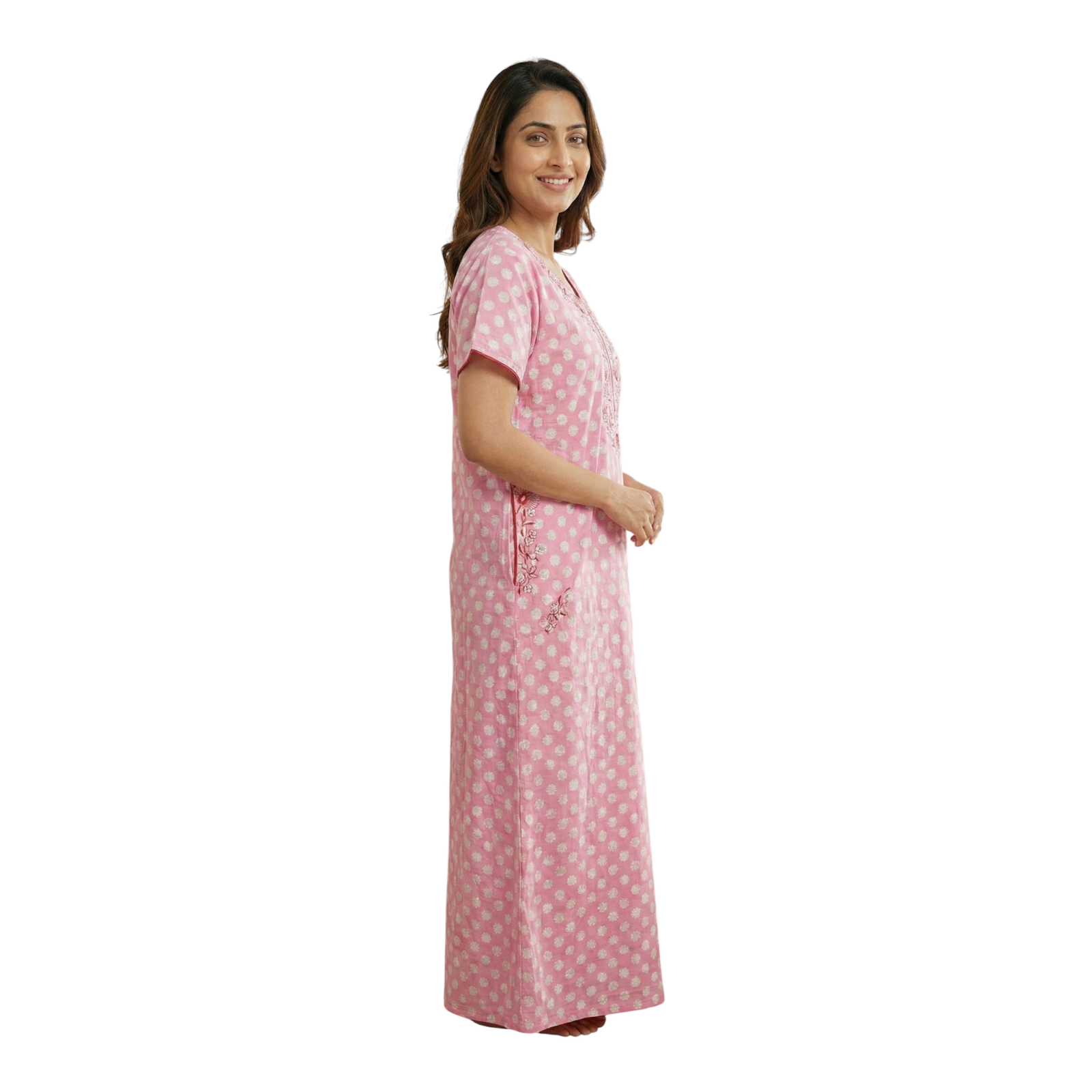 Satyam Nighties Women’s A-Line Cotton Nighty | Regular Size Night Dress | Soft & Breathable Sleepwear | Comfortable Length 55 Inch