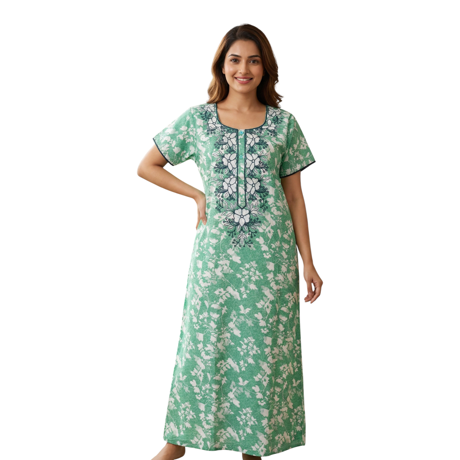 Satyam Nighties Women’s A-Line Cotton Nighty | Regular Size Night Dress | Soft & Breathable Sleepwear | Comfortable Length 55 Inch