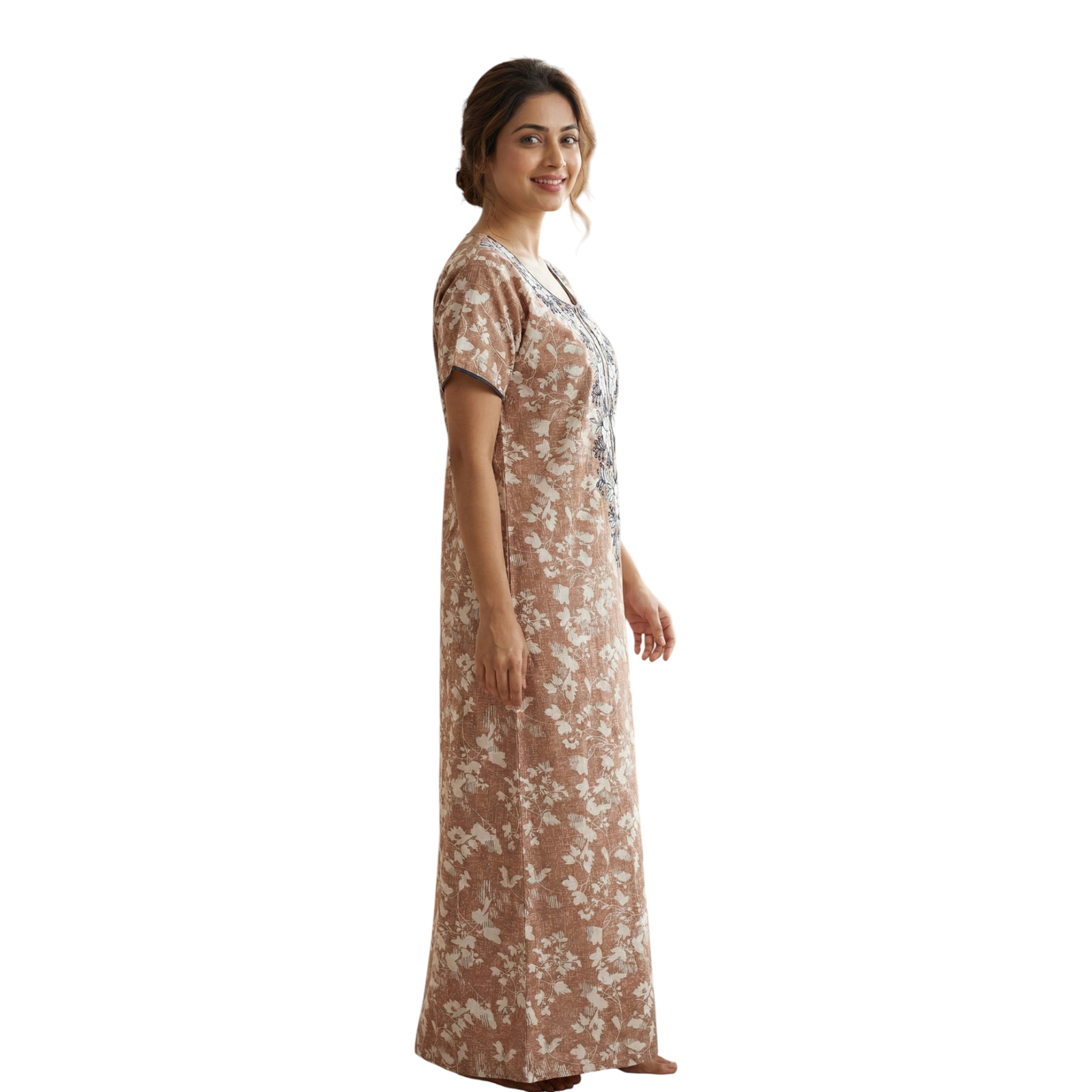 Satyam Nighties Women’s A-Line Cotton Nighty | Regular Size Night Dress | Soft & Breathable Sleepwear | Comfortable Length 55 Inch