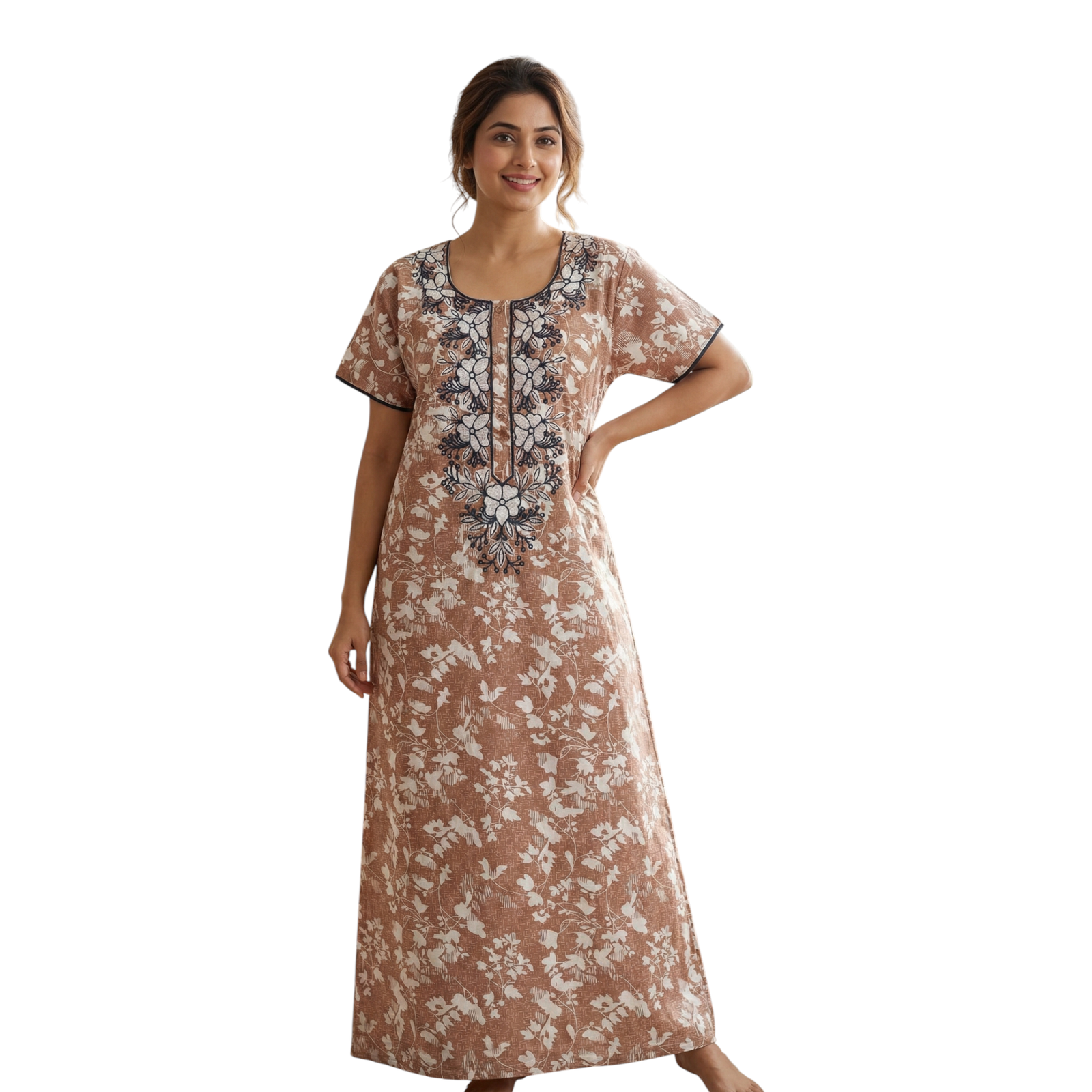 Satyam Nighties Women’s A-Line Cotton Nighty | Regular Size Night Dress | Soft & Breathable Sleepwear | Comfortable Length 55 Inch