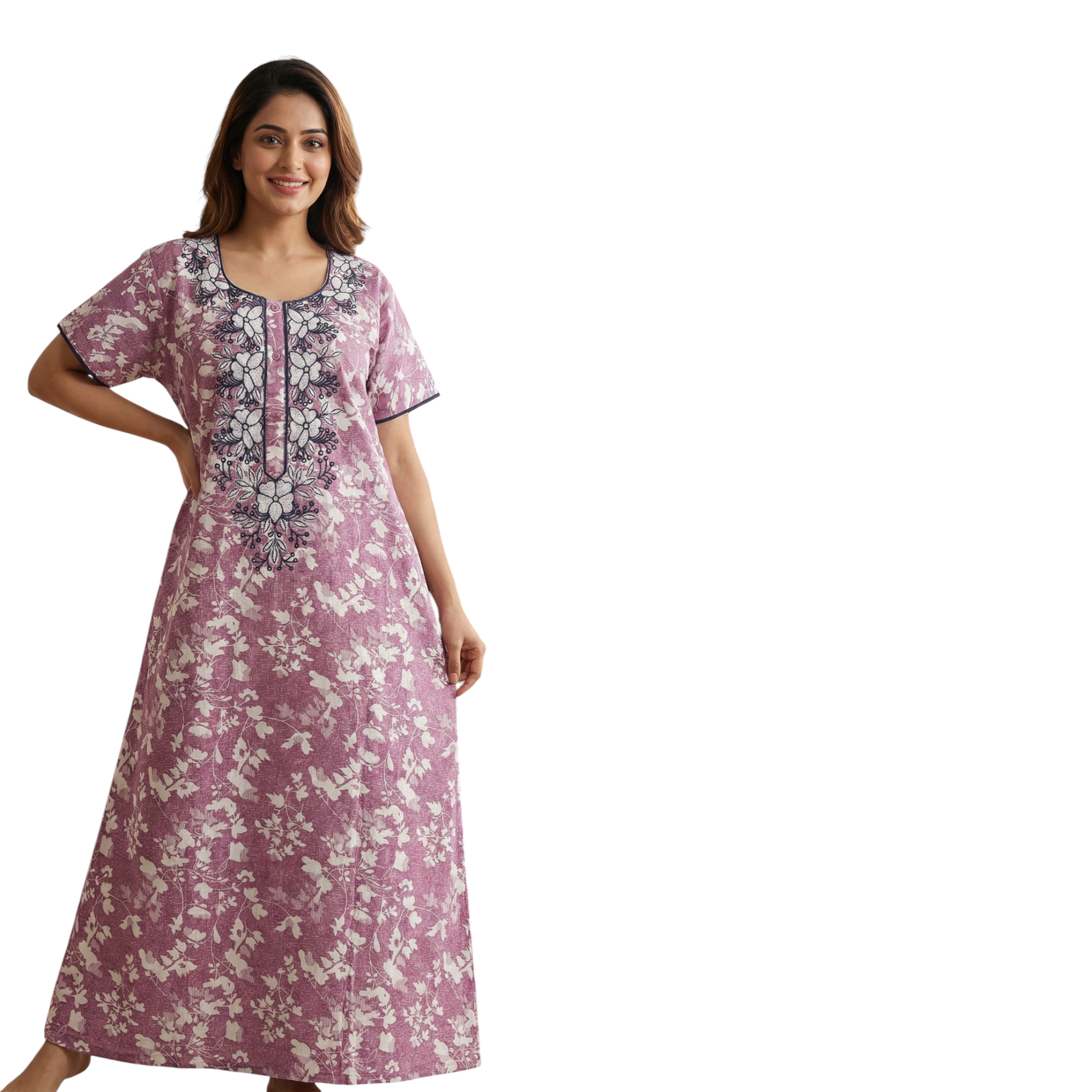 Satyam Nighties Women’s A-Line Cotton Nighty | Regular Size Night Dress | Soft & Breathable Sleepwear | Comfortable Length 55 Inch