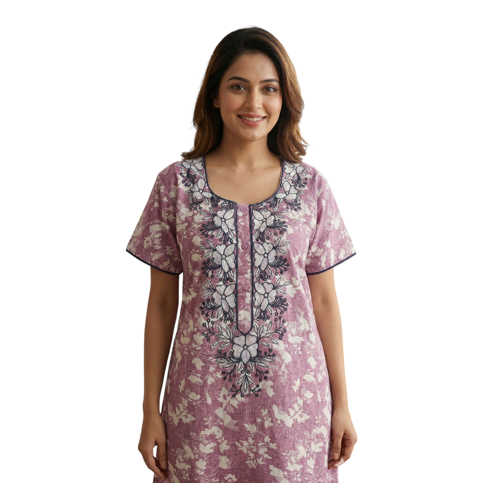 Satyam Nighties Women’s A-Line Cotton Nighty | Regular Size Night Dress | Soft & Breathable Sleepwear | Comfortable Length 55 Inch