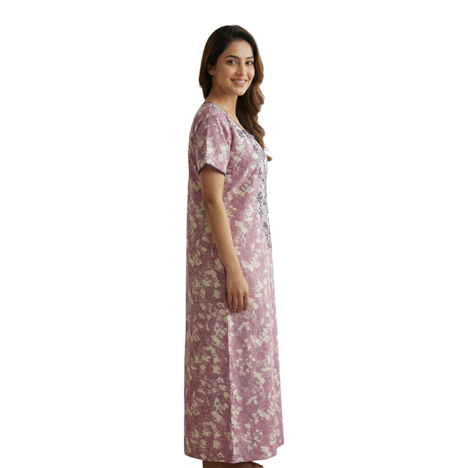 Satyam Nighties Women’s A-Line Cotton Nighty | Regular Size Night Dress | Soft & Breathable Sleepwear | Comfortable Length 55 Inch