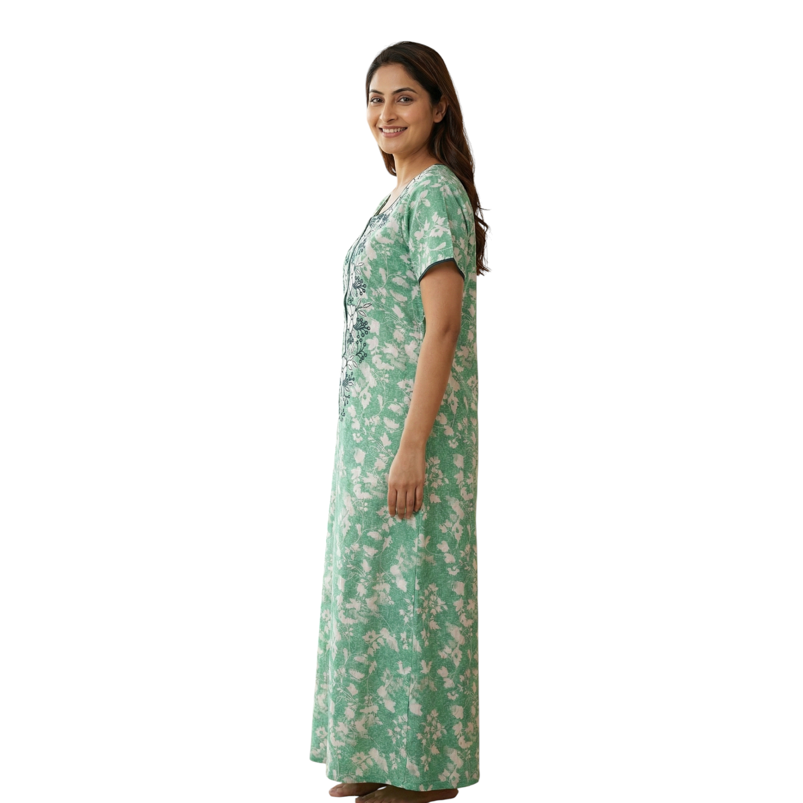 Satyam Nighties Women’s A-Line Cotton Nighty | Regular Size Night Dress | Soft & Breathable Sleepwear | Comfortable Length 55 Inch